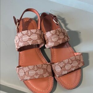 Women's coach Tan signature Slingback Sandals